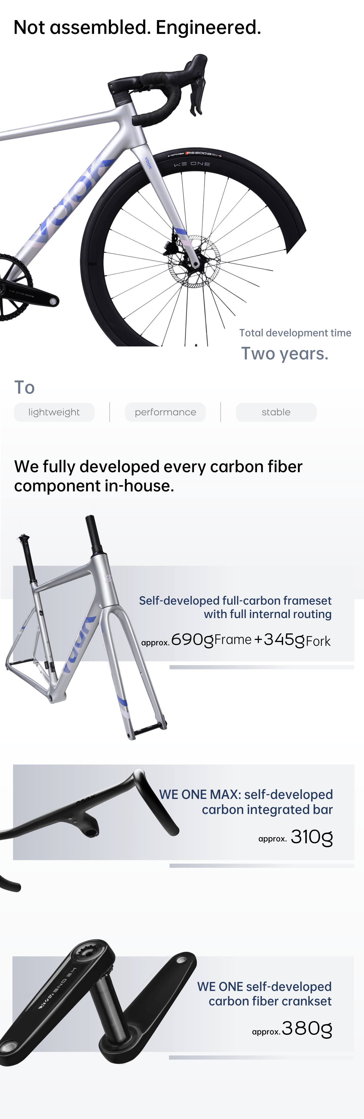 VOOK carbon frameset and integrated carbon cockpit