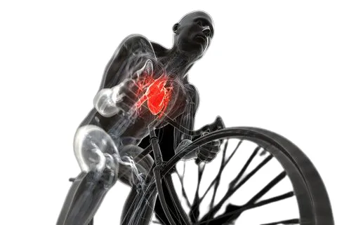 A person cycling which is affecting his heart.