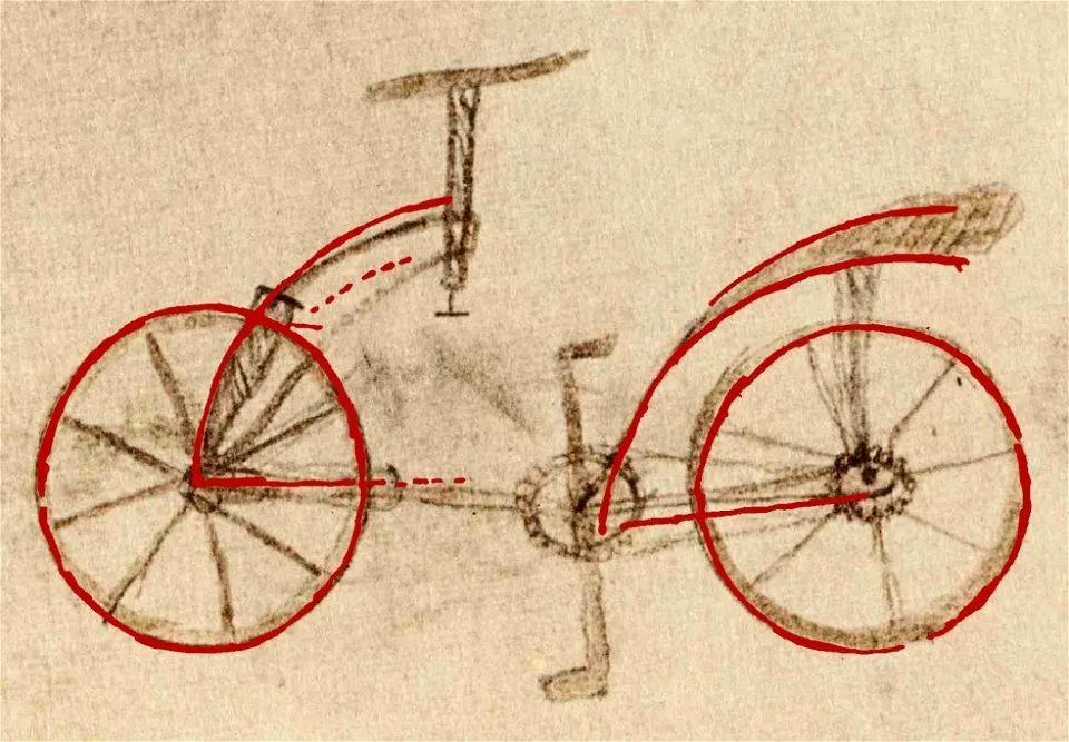 A design of a bicycle made by Leonardo da Vinci.