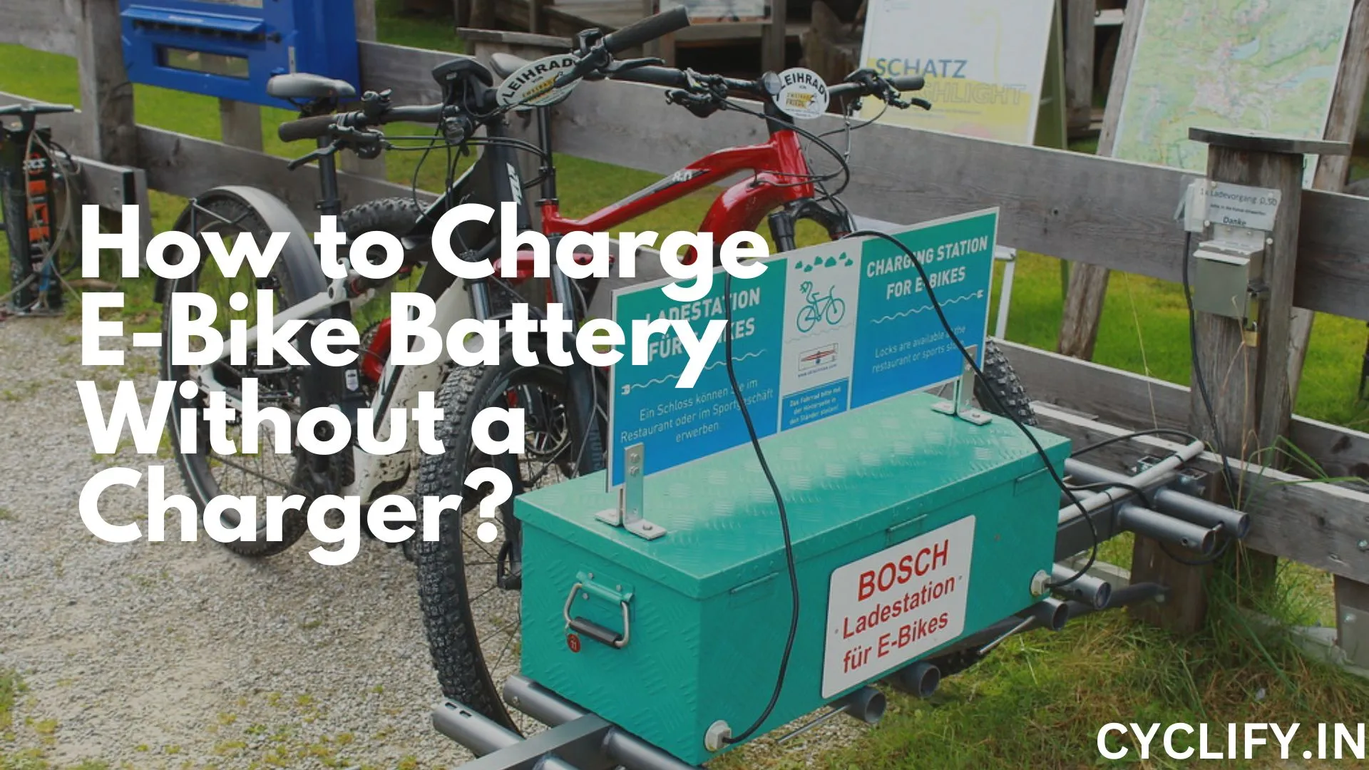 ow to Charge E-Bike Battery Without a Charger- Two E-bikes charging at a Charging Station