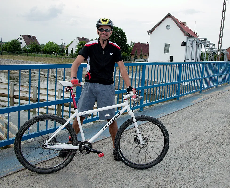 a cyclist with his 26 inch bike.