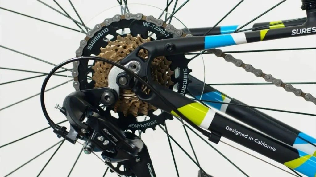 a shimano tourney groupset in a bicycle