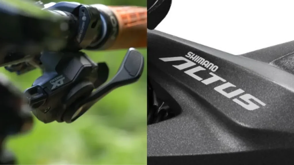 deore xt and shimano altus thumb shifter side by side