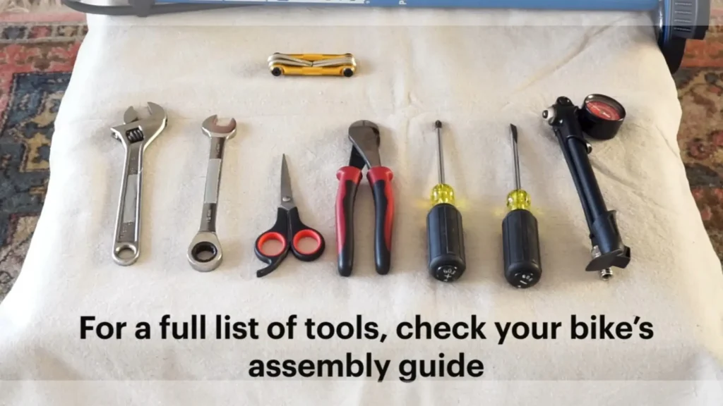 different set of tools needed to assemble a bike